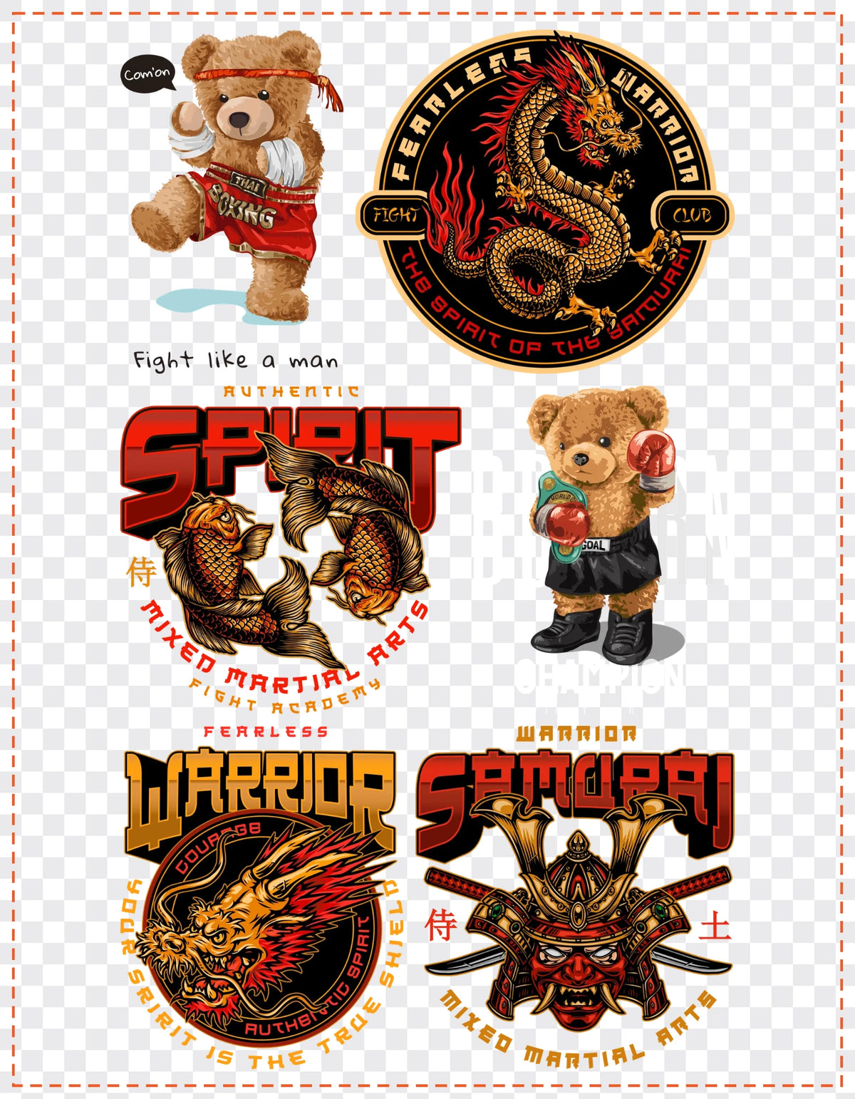 Fight Club Gang Sheet Pack DTF gang sheet, 21x27cm, 6 designs packed