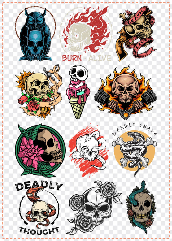 Skulls & Flames Gang Sheet Pack