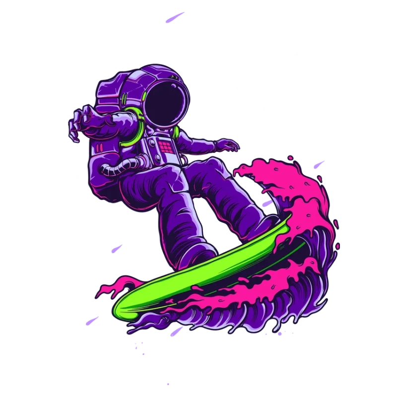 Astronaut surfing through space artwork