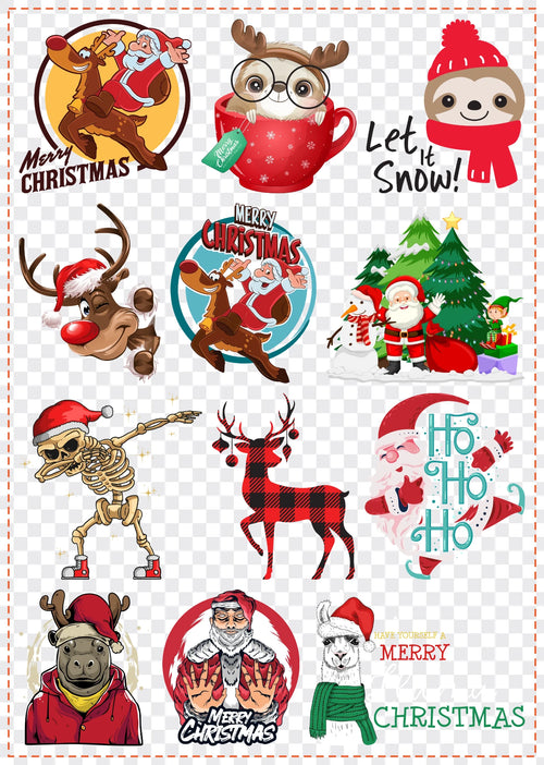Christmas Gang Sheet Pack DTF gang sheet, 42x59cm, 12 designs packed