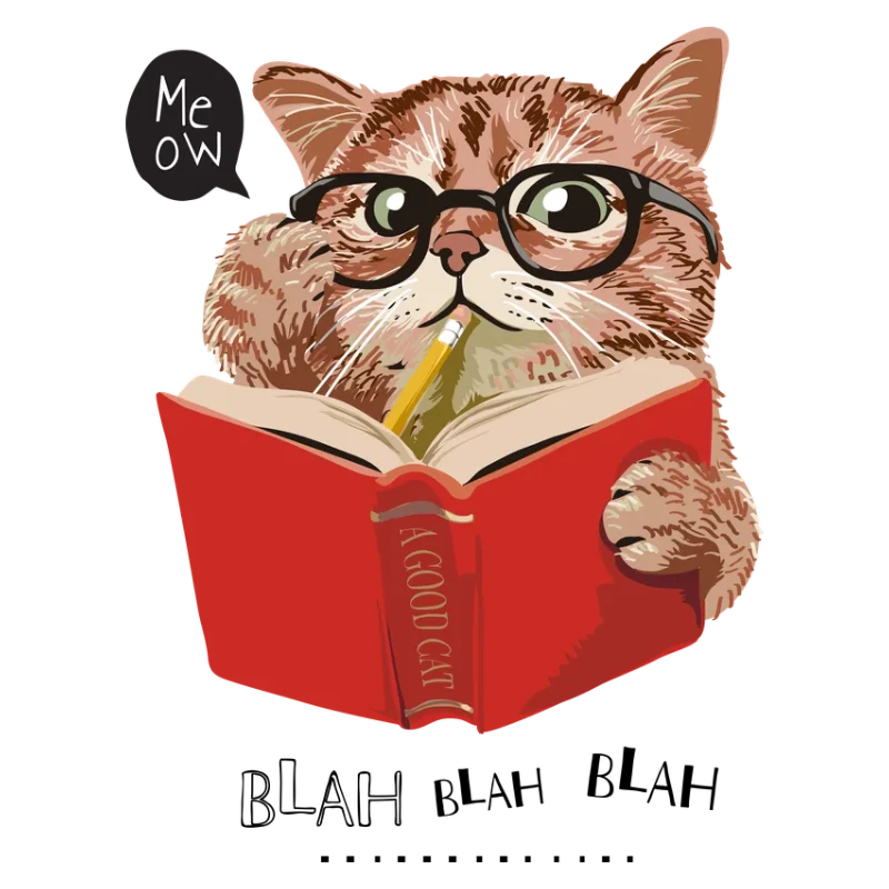 Cat reading a book artwork