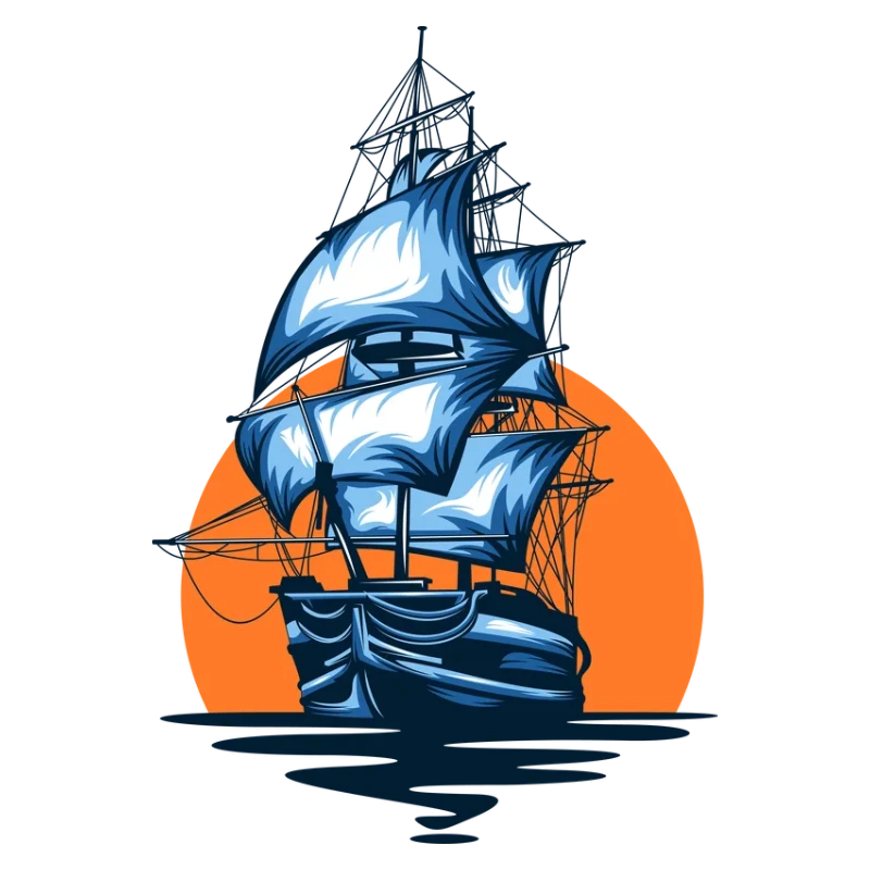 Sailing ship at sunset artwork